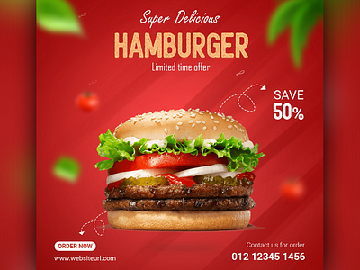 Social Media Instagram Hamburger Banne banner design branding brochure design flyer food graphic design hamburger logo pizza social media banner
