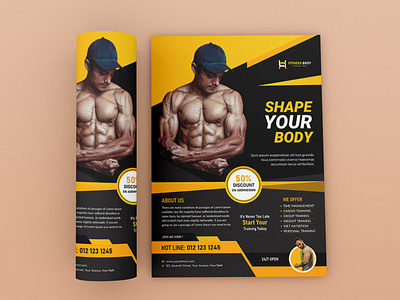 Fitness flyer banner design template