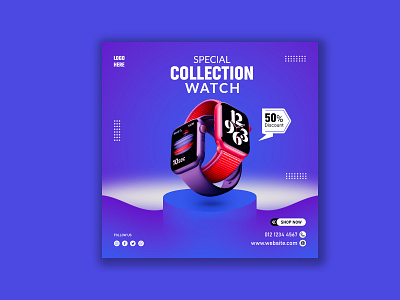 Smart Watch Social Media Instagram Banner Design ads banner design branding brochure design flyer graphic design logo pixency academy pixency graphic design social media banner watch