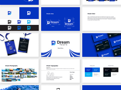 Dream Tours Logo and Brand Guideline banner design brand guideline brand identity branding brochure design dream tours flyer graphic design journey logo logo design social media banner travel ui