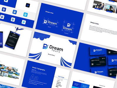 Dream Tours Logo and Brand Guideline banner design brand guideline brand identity branding brochure bus design dream dream tours travel logo flyer graphic design journey logo logo design plane ship social media banner tour ui