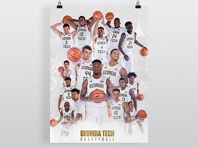 Georgia Tech Basketball Poster acc atlanta basketball georgia jackets ramblin tech wreck yellow