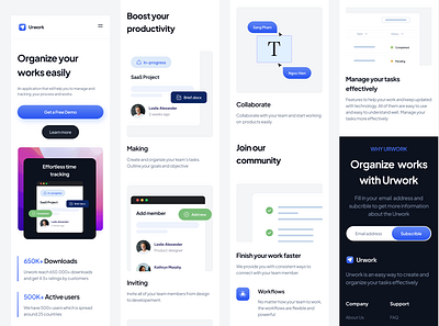 Urwork – Responsive Landing Page landing page saas saas landing page ui design ui trending ui web web design web manage web ui work manage