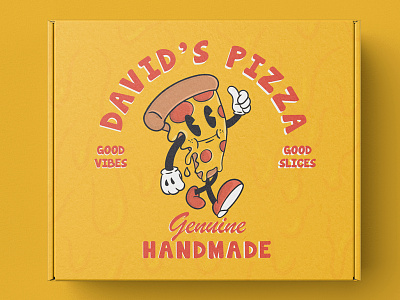 David's Pizza branding cartoon character illustration logo