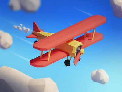 3D Low Poly Airplane blender cloud fly illistration lowpoly model plane polyart polygon sky