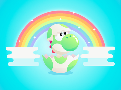 Baby Yoshi Dinosaur Illustration affinity cartoon design illustration mario nintendo vector video game