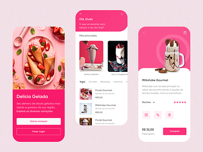 Ice Cream Shop - App Mobile candy cone desert design ice cream ice cream app ice cream shop icecream mobile app popsicle ui