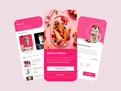 Ice Cream Shop - App Mobile cone desert design ice cream ice cream app ice cream shop icecream mobile app popsicle ui