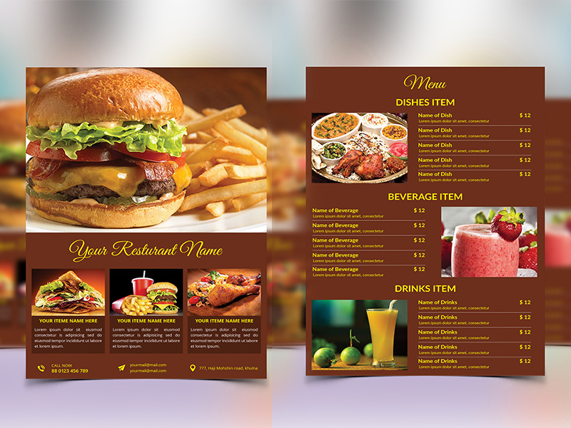 Food flyer and Menu Template by Md Hafizur Rahman on Dribbble