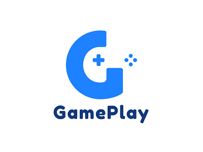 GamePlay blue branding controller design game icon illustration logo negative space typography