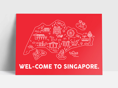 Singapore Map Postcard