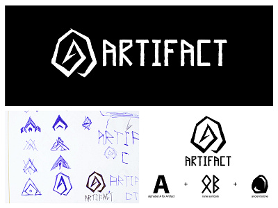 ARTIFACT | Brand Design ancient artifact black brand branding design icon illustration logo logotype rune stone typography