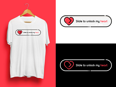 Slide to unlock my heart design fashion heart icon illustration line love red slide stroke t shirt t shirt design unlock