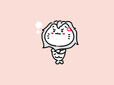 Merlion | Singapore angry cute emoji fish illustration lion merlion mermaid sticker stroke vector