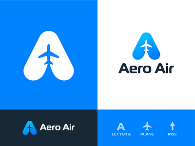 AeroAir - Brand Identity Design aero agency air app arrow brand branding design golden illustration logo plane ratio rise travel ui up