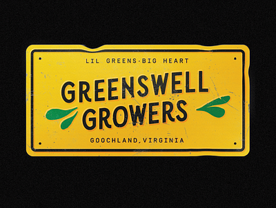 Greenswell License Plate black branding design illustration john deere lettering license plate richmond texture typography yellow