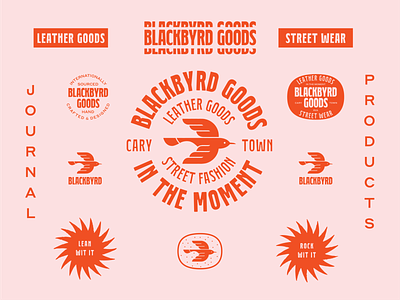 Blackbyrd Goods Outtakes bird black brand brand family branding family leather leather goods lockups pink read richmond styrene typography waba