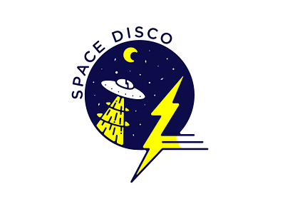 Space Disco aliens disco illustration lightning night sky space typography