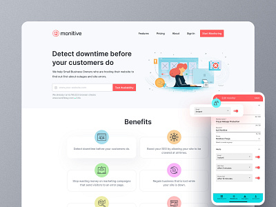 Landing page design - Website monitoring SaaS