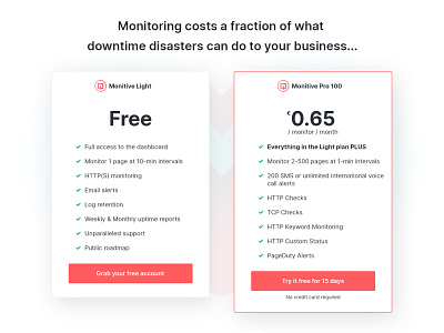Monitive pricing table bootstrap landing page pricingtable responsive ui website