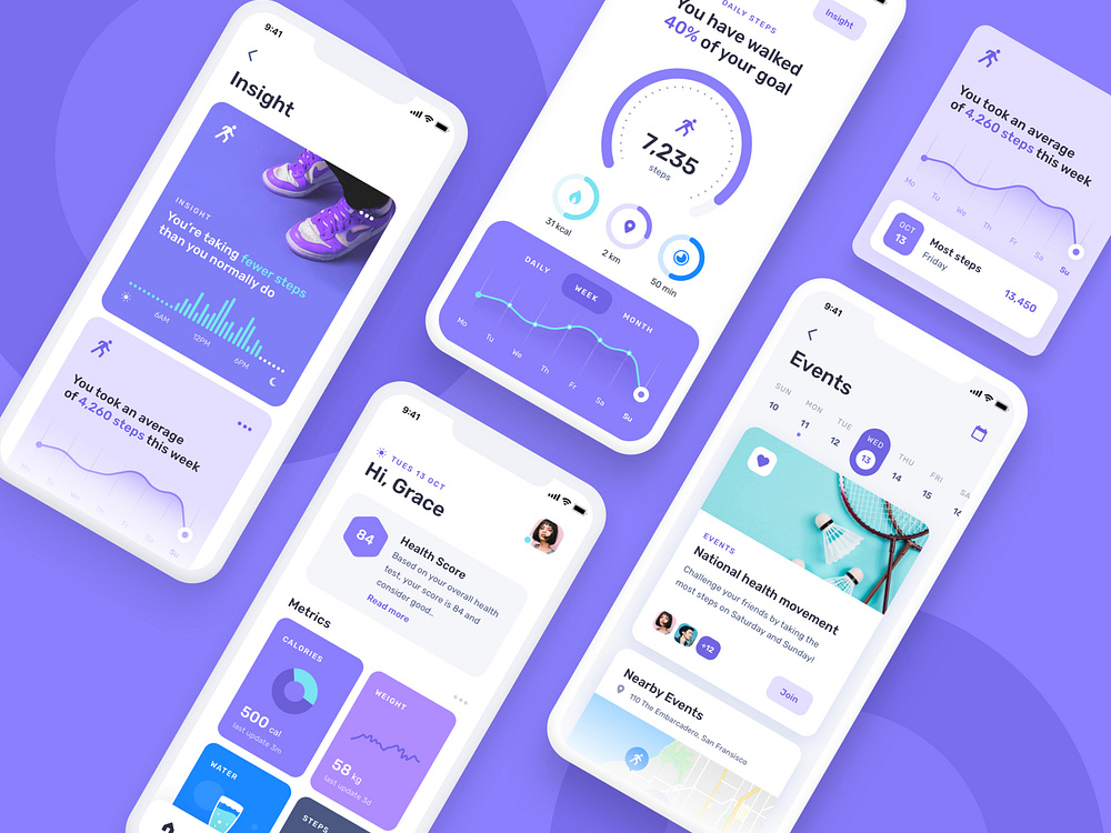 Health fitness mobile app by Grace Saraswati on Dribbble