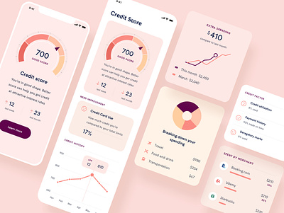Personal finance and credit score mobile app ui ux bank finance finance app mobile spending ui ux