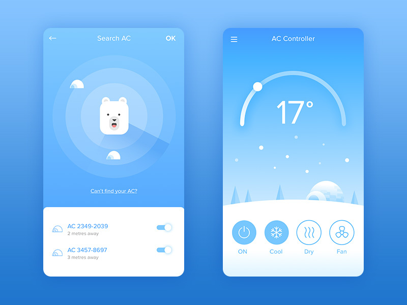 Air Conditioner Controller Mobile App by Grace Saraswati on Dribbble