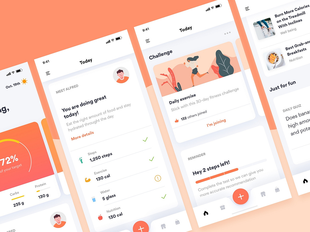 Health Fitness Mobile App UI UX by Grace Saraswati on Dribbble