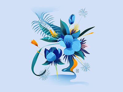 Blue Flowers blue digital digitalillustration flower flowers illustration plant