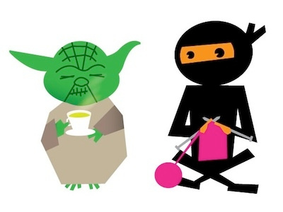 Yoda and Ninja cartoon character illustration knit ninja yoda