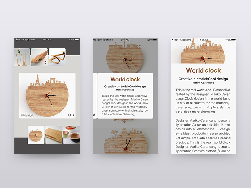 Wooden crafts app sketch interface world clock home manual worken