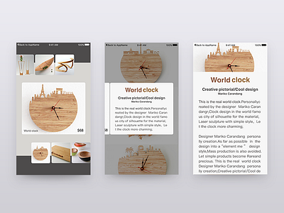 Wooden crafts app home interface manual worken sketch world clock