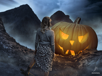 Heavy Manipulation art art direction artist color composition digital art drawing halloween horror illustration moon mountain night paint pumpkin spooky