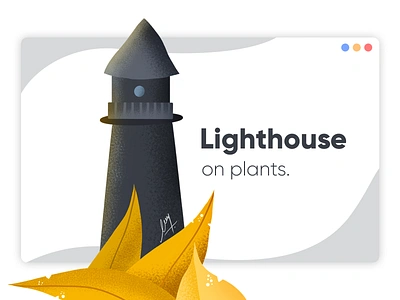 Lighthouse on plants. art color creative digital art digital illustration flat graphic design illustration interaction landing page lighthouse minimal page plant sketch uiux web design