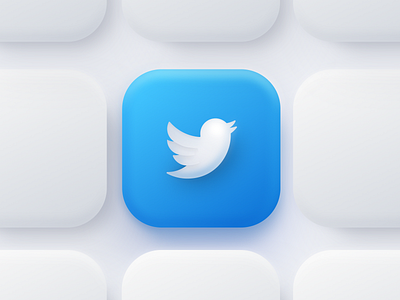 Twitter App Icon 3d app app icon blue brand branding cards clean design figma icon logo minimal neumorphic neumorphism simple skeumorphic skeumorphism ui web