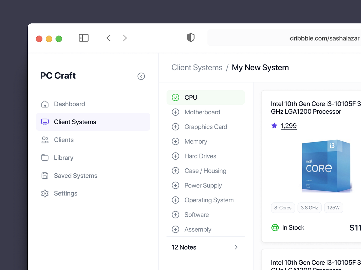 PC Builder Tool by Monty Hayton on Dribbble