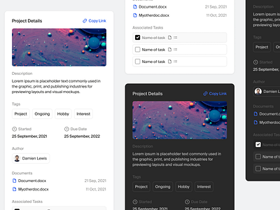 Project Details Panel cards clean design details interface manage management minimal mobile modern panel project simple software ui ui design user ux ux design web app