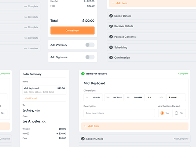 Self Serve Shipping cards clean components design forms freight inputs interface manage minimal online select shipping simple toggle ui ui design user ux ux design