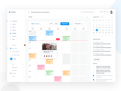 Project Management Dashboard Calendar app booking calendar clean crm dashboard data design interface minimal plan project project management schedule software table task ui ux web