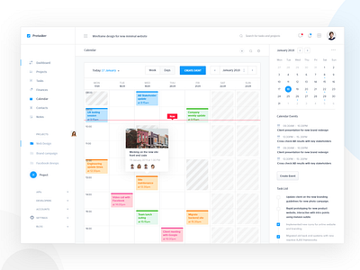 Project Management Dashboard Calendar