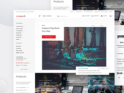 Music Store Landing Page buy clean design ecommerce interface landing minimal music music app page product search store ui ux web web page webpage website