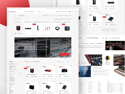 Music Store Product Search buy clean design instruments interface landing minimal music music app page search shopping simple store store design ui ux web website white
