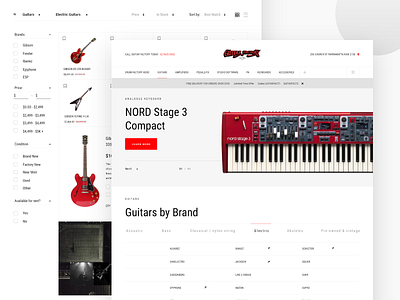 Guitar Factory Website Design pt2 clean concept design interface landing minimal music music app page search store store design storefront ui ux web website