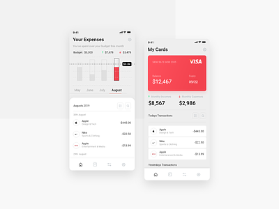Bank App Concepts app bank banking banking app clean design finance interface ios iphone minimal mobile money money transfer red search ui ux web website