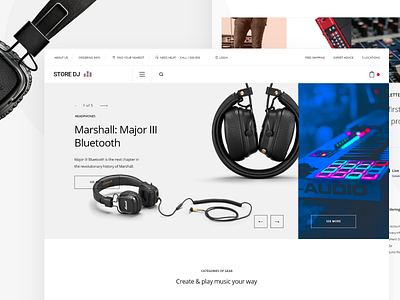 Music Store Landing Page v6 app clean design eccomerce instrument landing minimal music music app page product search shopping store store design ui ux web webpage website