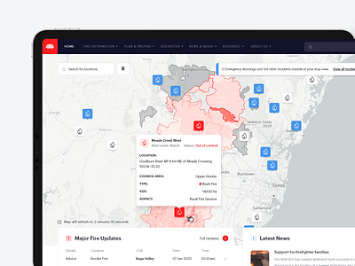 NSW RFS Concept app australia cards clean dash dashboard design fire graph interface live map nsw page platform ui user interface ux web website
