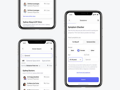 Doctor Search App app application clean design doctor health healthcare interface ios iphone medical medicine minimal mobile phone search sick ui ux web