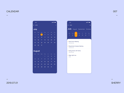 Calendar app design ui