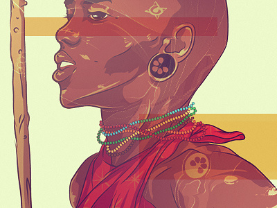 Maasai african character color illustration magic portrait symbols tribe vector wild