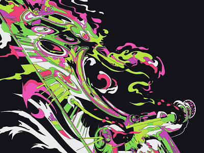 Boobs&Boards board colorwild deconstruction digital illustration organic poster print psychedelic skateboarding vector